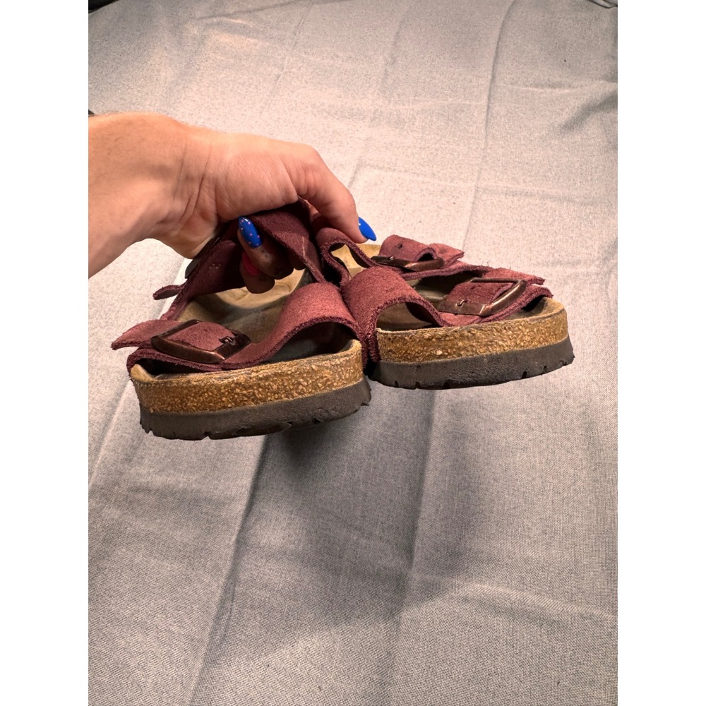 Birkenstock Arizona Soft Footbed Maroon Suede Sandals Womens 38 L7 M5 Maroon - Picture 3 of 6